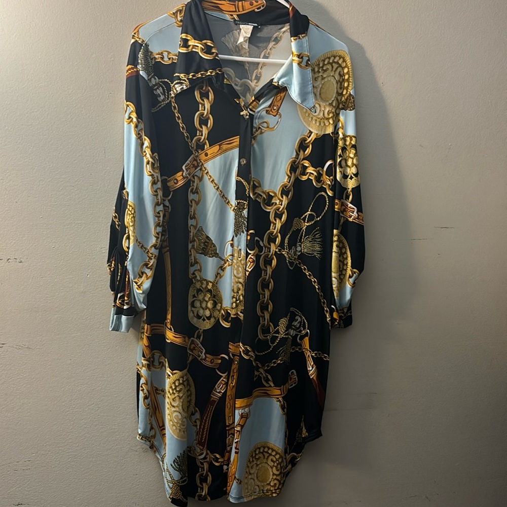 BOGO. Chain link button up dress-2 colors